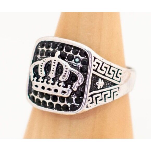 Vintage Royal King's Crown Silver Tone Ring Size 11 - T13 - Picture 2 of 3